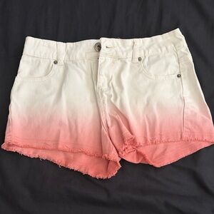 mine White to Coral Ombre Denim Shorts